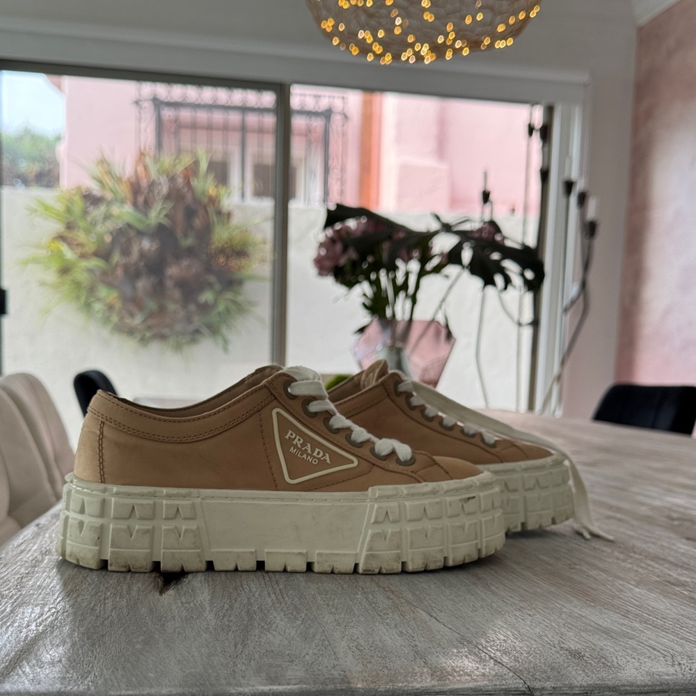 Prada Beige Sneakers with Cream Soles . Authentic